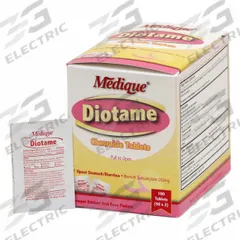 MEDIQUE Antacids and Indigestion: Unflavored, 50 Individual Doses (MPN 22033). Key specifications — Purpose: Indigestion; Manufacturer Part Number: 22033; Brand: MEDIQUE; Format: Tablet; Unit Dose: 262 mg; Displayed Brand: MEDIQUE; Active Ingredient: Bismuth Subsalicylate; Flavor: Unflavored.