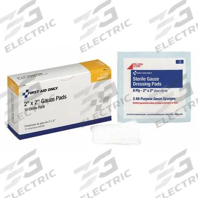 FIRST AID ONLY Gauze Pad: 2 in Dressing Lg, 2 in Dressing Wd, Gauze, Sterile - Gauze Pads