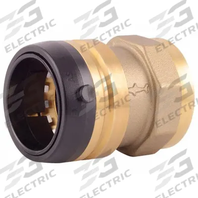 SHARKBITE Push-Fit Adapter Fitting: Straight, 1 1/2 in Pipe x 1 1/2 in Pipe Size - Standard Brass Push-to-Connect Tube Fittings