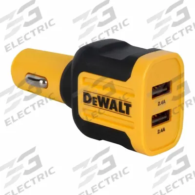 DEWALT Mobile USB Charger 2-Port, 4.8A: Charger, 2 Connections, Black/Yellow, USB - 12V Vehicle Auxiliary Chargers