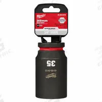 MILWAUKEE Deep Impact Socket: 3/4 in Drive Size, Metric, 35 mm Socket Size, 6-Point, Deep, Friction (MPN 49-66-6410). Key specifications — attr1215501: MILWAUKEE; attr1215515: Black Phosphate; attr1215518: 35 mm.