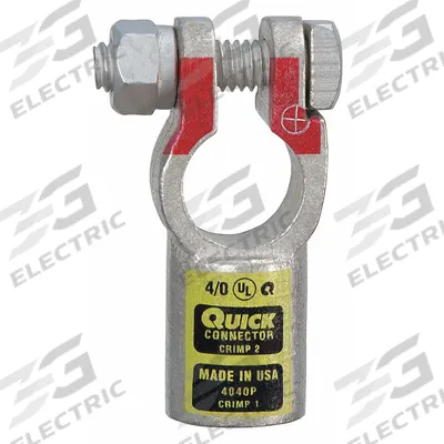 FUSION Battery Terminal: Straight, Crimp, 4/0 ga, Yellow Color, Positive - Straight Alignment