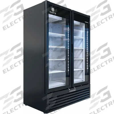 BEVERAGE-AIR Refrigerated Merchandiser: 78 3/8 in x 54 1/4 in x 29 1/8 in, Black - Glass Door Refrigerator Merchandisers