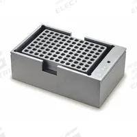 IKA Dry Block: Anodized Aluminum, 3 3/4 in Overall Wd, 6 in Overall Lg, 96 Wells, 6 3/8 mm Well Dia (MPN 4470600). Key specifications — Product Type: Dry Block Heater; Includes Thermometer Well: Yes; Material: Anodized Aluminum; Volume Capacity: 0.2 mL; Brand: IKA.