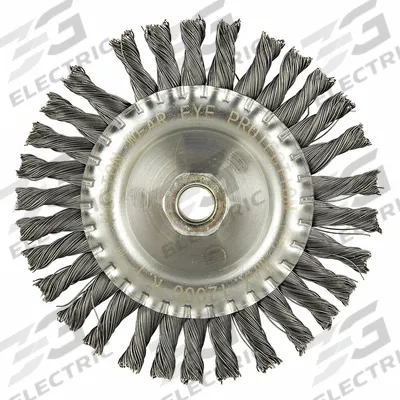 APPROVED VENDOR Wire Wheel Brush: Twisted Steel, 6" Dia x 5/8" Wd, 5/8"-11 Arbor - Heavy-Cleaning Brushes for Contoured Carbon Steel Surfaces
