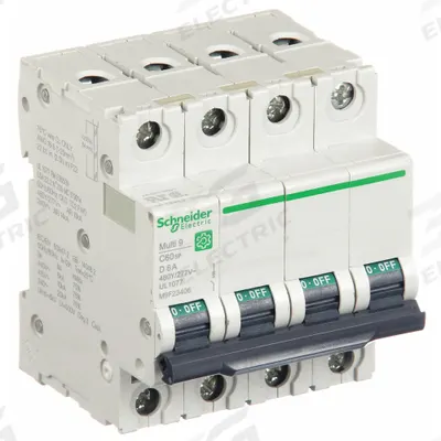 SCHNEIDER ELECTRIC IEC Supplementary Protector: 6 A Amps, 14kA at 240V AC, Screw Clamp - D-Curve, 4-Pole UL1077 DIN Rail-Mount Supplementary Protectors