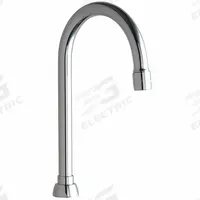CHICAGO FAUCETS Spout: Spout, Arc, Swivel Spout, Brass, Polished Chrome, 2.2 gpm Flow Rate, Aerated (MPN GN2AE3JKABCP). Key specifications — Includes: Mounting Hardware; Product Type: Spout; Spout Style: Swivel; Body Material: Brass; Color/Finish: Polished Chrome; Brand: CHICAGO FAUCETS.