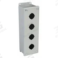 HOFFMAN Push Button Enclosure: 30mm, 4 Holes, Carbon Steel, NEMA 12 (MPN E4PB). Key specifications — attr211299: HOFFMAN; attr1043605: Indoor Dust & Water Droplets.