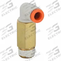SMC Push-Fit Elbow Fitting: 3/16 in OD x 1/8 in Pipe Size, Push-to-Connect x MNPT, Brass, White (MPN KQ2W05-34AS). Key specifications — Brand: SMC; Thread Size A: 1/8".