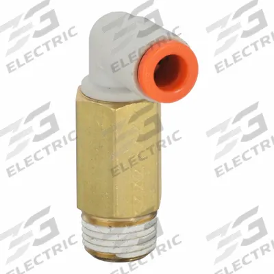 SMC Push-Fit Elbow Fitting: 3/16 in OD x 1/8 in Pipe Size, Push-to-Connect x MNPT - Polybutylene & Brass Tube Fittings