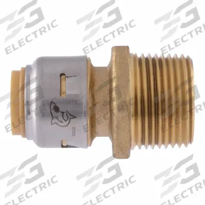 SHARKBITE MAX Push-Fit Adapter Fitting: 3/4 in Pipe x 1/2 in Pipe Size - Standard Brass Push-to-Connect Tube Fittings