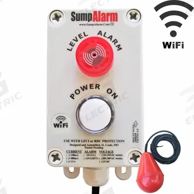 SUMP ALARM High Water Alarm: High Level, 120V AC, Auto/Manual, 90 dB, Audio/Visual - Wi-Fi Enabled Liquid-Level Alarms