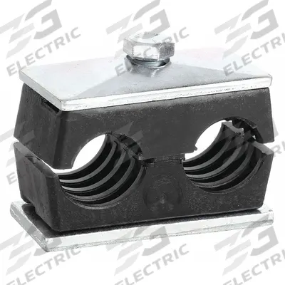 BEHRINGER PIPE SYSTEMS Vibration-Dampening Beta Clamp: Ribbed Bore, Steel Clamp, For 2 Lines (MPN TW51315-PP) - Vibration-Dampening Textured Core Beta Clamps