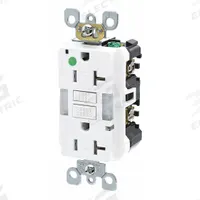 LEVITON GFI Receptacle: Hospital Grade Fed. Spec., Decorator Duplex, 5-20R, White, GFCI, 125V AC (MPN GFNL2-HGW)