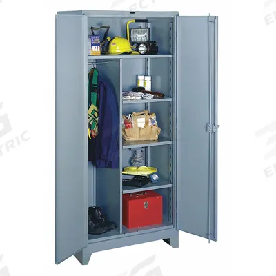 LYON Storage Cabinet: 36 in x 24 in x 82 in, 4 Shelves, Swing Handle & Padlock Hasp - Industrial Combination Cabinets