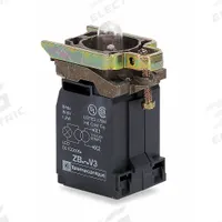 SCHNEIDER ELECTRIC Lamp Module: 22 mm Size, Clear, Incandescent, 240 V AC Rating, Transformer (MPN ZB4BV4). Key specifications — Compatible Operator: Selector Switch; Compatible with Series: XB4; Terminal Connection Type: Screw Clamp Terminals; Brand: SCHNEIDER; Manufacturer Part Number: ZB4BV4; Includes Bulb: Bulb Included.