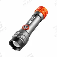 NEBO Flashlight: Rechargeable, 450 lm, 2.5 hr Run Time at Max. Brightness, 237 m Max Beam, Gray (MPN NEB-FLT-1046). Key specifications — Charger Style Included: Micro USB to USB Cord; Brand: NEBO; Battery Requirements - Broad: Includes 1 AA.