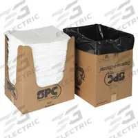 BRADY SPC ABSORBENTS Sorbent Pad: 49 oz Volume Absorbed Per Pad, Polypropylene, White, Box, 150 PK (MPN OP150DND). Key specifications — Brand: BRADY SPC ABSORBENTS; Material: Polypropylene.