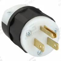 LEVITON Straight Blade Plug: 5-15P, 125V AC, 15 A, 2 Pole, 3 Blade, Black/White (MPN 5266-C)
