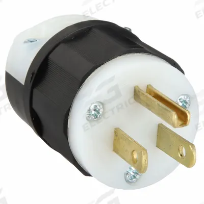 LEVITON Straight Blade Plug: 5-15P, 125V AC, 15 A, 2 Pole, 3 Blade, Black/White (MPN 5266-C) - General Purpose Plugs