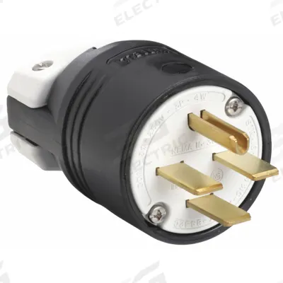 HUBBELL Straight Blade Plug: 15-30P, 250V AC, 30 A, 3 Pole, 4 Blade, Black (MPN HBL8431C) - General Purpose Plugs