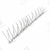 BIRD-X Bird Repellent Spikes: Std, Plastic Base, Clear, 100 ft Overall Lg, Stainless Steel Spikes (MPN STS-100). Key specifications — Brand: BIRD-X; Spike Material: Stainless Steel; Targeted Birds: Pigeons; Base Material: Plastic; Ledge Width: Standard.
