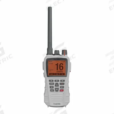 COBRA Marine Radio: VHF, Analog, 6 W, 12 Channels, IPX7, GPS, White, BlueBound 650 - Handheld Marine Radios