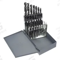 CHICAGO-LATROBE Jobber Length Drill Bit Set: 15 Pc, 1/16" to 1/2" by 32nds, 135° Split Point (MPN 42800). Key specifications — attr1236168: Metal Index; attr1236199: NAS 907 Type B.