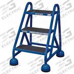 COTTERMAN Step Stool: 2.3 ft Overall Ht, 450 lb Load Cap, 3 Steps, Steel, 2.3 ft Standing Ht (MPN ST-320 A2 C21 P5). Key specifications — attr1051722: Rolling Step Stool; attr1055542: Not Stackable; attr1051712: Replacement Foot Pads; attr1051697: COTTERMAN; attr1051699: (4) Swivel; attr1051702: Blue; attr1051707: Rubber; attr1051708: Slip-Resistant.