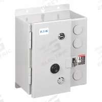 EATON NEMA Magnetic Motor Starter: Non-Reversing, 3 Poles, NEMA Size 1, 27 A, 240V AC Coil (MPN ECN0518BAA-R63/DL30). Key specifications — attr211388: EATON; attr951451: 1NO/1NC; attr951453: 220/240V AC; attr951489: Three; attr984425: 1NO/1NC; attr984429: Pilot Light; attr997361: None (Not Applicable to Electronic Overloads).