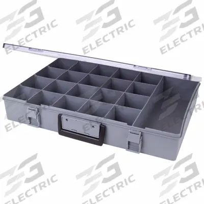 FLAMBEAU Compartment Box: 13 in x 18 1/2 in x 3 in, Gray - Small Parts Compartmented Boxes with Fixed Dividers
