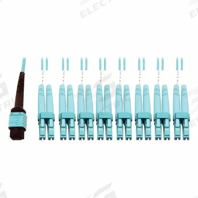 EATON TRIPP LITE Breakout Cables: (1) 24F MPO/PC Female (Aqua) x (8) LC Duplex Male (Aqua) - Fiber Optic Breakout Cables