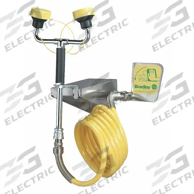 BRADLEY Dual Head Drench Hose: Std, Eyes and Face Coverage, Thermoplastic Hose - Wall-Mount Drench Hose Eyewash Stations