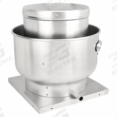 Dayton Centrifugal Upblast Roof Exhaust Fan: Belt Drive, Less Drive Pack, 14 3/4 in Wheel - Kitchen Air Belt-Drive Fans without Drive