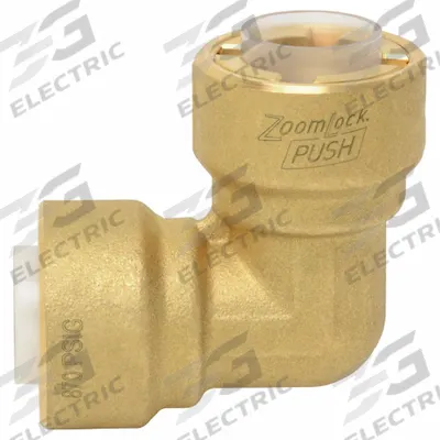 PARKER Push-Fit Elbow Fitting: 1/4 in OD x 1/4 in OD Size, Push-to-Connect x Push-to-Connect - Removable Brass Push-to-Connect Tube Fittings