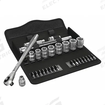 WERA Socket Wrench Set: 3/8 in Drive, 29 Piece, 6-Point, SAE - SAE Socket Sets with Drive Tools
