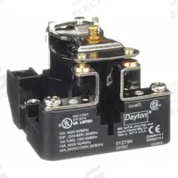 DAYTON Open Power Relay: Surface Mounted, 24V DC, SPST-NO, 4 Pins/Terminals (MPN 5YZ79). Key specifications — Brand: DAYTON; Mounting Style: Surface; Electrical Connection: Screw Clamp; Manufacturer Part Number: 5YZ79; Series: Dayton Power Series.