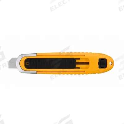 OLFA Safety Knife: 6 in Overall Lg, Textured, 2 in Overall Wd, Plastic, Black/Yellow - Fully Automatic Retracting Utility Knives
