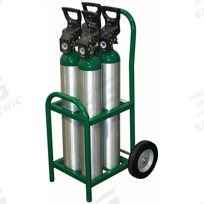 SAFTCART Medical Cylinder Cart: 250 lb, 4 Cylinder Capacity, 4 1/2 in Max. Tank Dia. - Two-Wheel Tilt-Back Vertical Medical Cylinder Carts