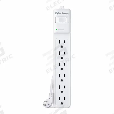 CYBER POWER Outlet Strip: 6 Outlets, 12 ft Cord Lg, 600 J Rated Energy, 15 A Current - General Purpose Surge Protectors