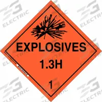 BRADY DOT Container Placard: Explosives 1.3 H 1, 10 3/4 in x 10 3/4 in, 10 3/4 in Label Ht, Placard (MPN 63322). Key specifications — Brand: BRADY; Message: Explosives 1.3 H 1.