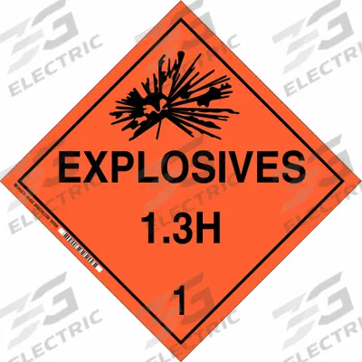 BRADY Container Placard: Explosives 1.3 H 1, 10 3/4 in x 10 3/4 in, 10 3/4 in Label Ht - Class 1: Explosives