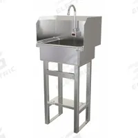 SANI-LAV Hands-Free Sink: 43 1/2 in Overall Ht, 17 in Bowl Lg, 7 in Bowl Dp, 0.5 gpm Flow Rate (MPN 727A.5). Key specifications — Includes Side Splash: Side Splash Included; Power Source: AC Powered; Brand: SANI-LAV.