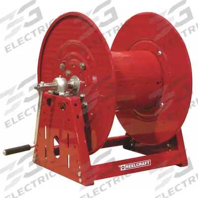 REELCRAFT Hand Crank Hose Reel: 250 ft (1/2 in I.D.), 19 in L x 30 1/2 in W x 21 1/8 in H - Large-Frame Multipurpose Hand-Crank Hose Reels