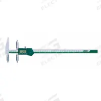 INSIZE Back Jaw Centerline Digital Caliper: 0.2000 in to 12 in /5.5 mm to 300 mm, Cabled (MPN 1525-300E). Key specifications — attr1184461: +/-0.0030in; attr1184462: 0.0005 in/0.01 mm; attr1184471: Inside; attr1184472: Conical Point; attr1184496: INSIZE.