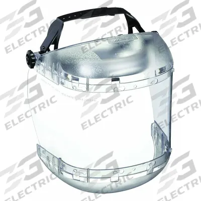 SELLSTROM Face Shield: Clear, Anti-Fog, Reusable, 19 in Visor Wd, 6 in Visor Ht - Expanded-View Single-Crown Face Shields with Chin Guards
