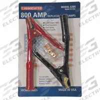 ASSOCIATED EQUIP Battery Clamp: Parrot, Clamp, 800 A Max Current, 100V, Copper, 1/0 to 2 AWG, Vinyl (MPN 6205). Key specifications — Jaw Type: Parrot; Connection Type: Clamp; Maximum Voltage: 100V; Contact Material: Copper; Gauge: 1/0 to 2 AWG; Insulation Material: Vinyl; Color: Black; Brand: ASSOCIATED EQUIP.