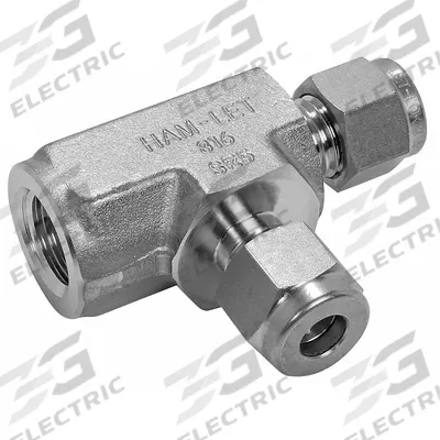 HAM-LET Compression Tee Fitting: 6 mm OD x 1/8 in Pipe x 6 mm OD Fitting Size - Double-Ferrule Stainless Steel Fittings
