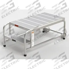 APPROVED VENDOR Mobile Work Platform: 1.7 ft Platform Ht - Max, 24 in x 42 in, Aluminum (MPN A002). Key specifications — Folding: Not Foldable; Mobility: Rolling; Use Location: Indoor; Brand: APPROVED VENDOR; Color: Silver; Height Adjustability: Fixed Height; Includes Handrails: Handrails Not Included; Locking Mechanism: No Locking Mechanism.