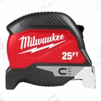 MILWAUKEE Magnetic Tape Measure: Magnetic Single Hook Tip, 25 ft, Plastic, Black/Red (MPN 48-22-1027M). Key specifications — attr935324: MILWAUKEE; attr942259: Black; attr935326: Magnetic Mount; attr935328: 1/16 in; attr935329: Inches; attr935337: SAE; attr936607: Manual Lock; attr972446: Inch.